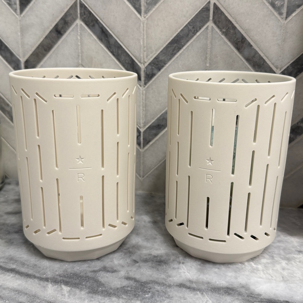 2 Starbucks Reserve Milano Candle Holders - Beige